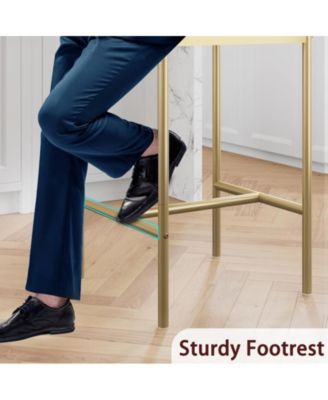 Bar Stools Set of 2, Kitchen Bar Stools with Footrest, 25.5 Inches Upholstered Bar Chairs with Back, 2 Counter Height Barstools for Counter Bar, Island, Easy Assembly