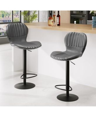 Set of 4 Adjustable Swivel Bar Stools with High Backrest, Easy Assembly for Kitchen Island and Home Bar