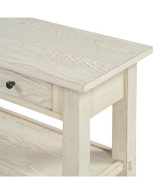 Retro Console Table with Drawer and Two Sturdy Shelves for Entryway, Living Room (Black)