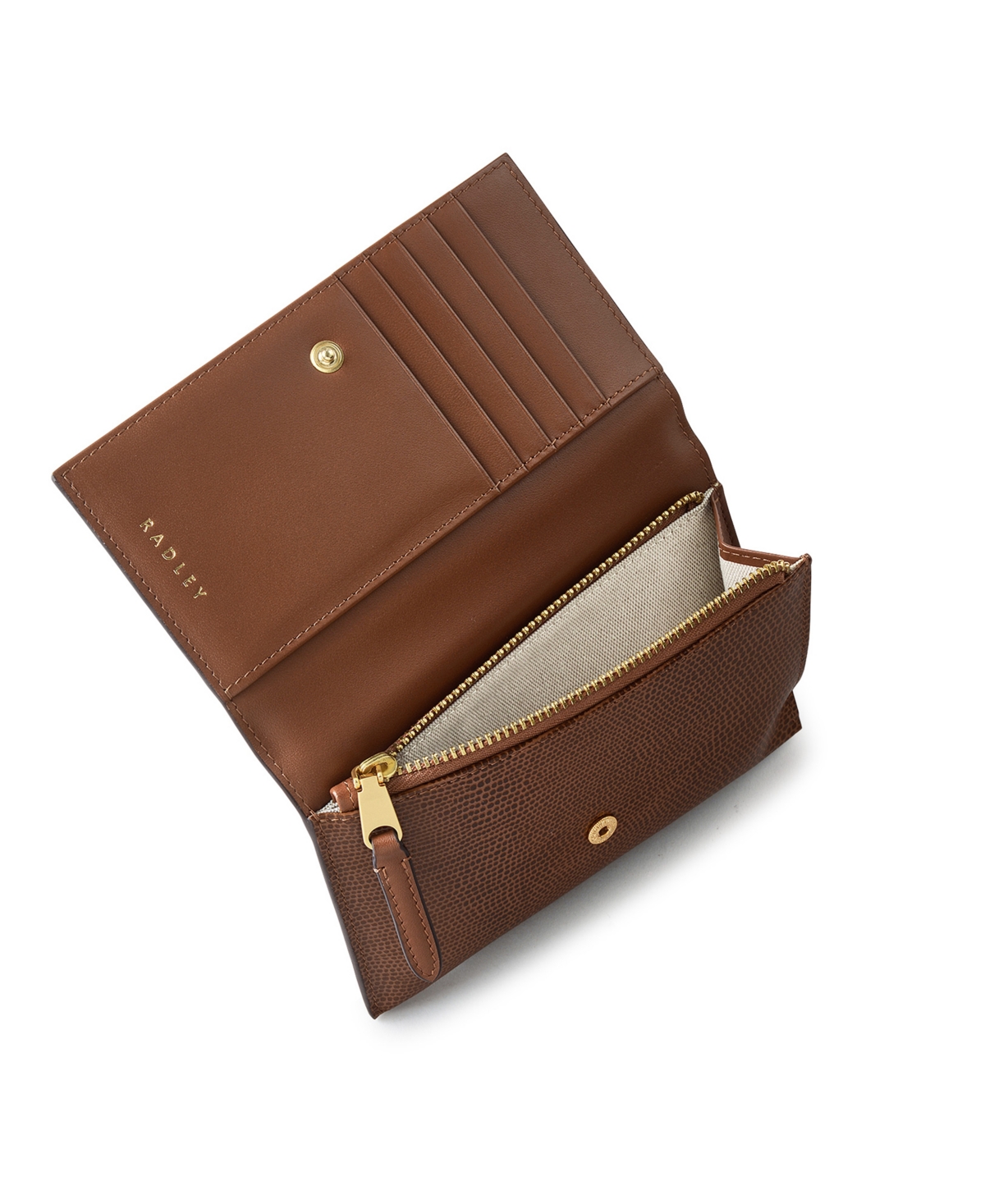 Radley London Oak Street Faux Lizard Flap Over Wallet In Saddle