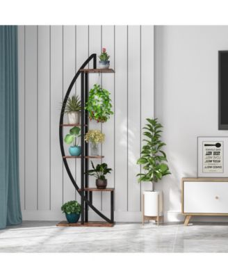 Multi-Purpose Curved Display Shelf Bonsai Flower Plant Stand Rack,5-Tier Plant Stand Pack of 2