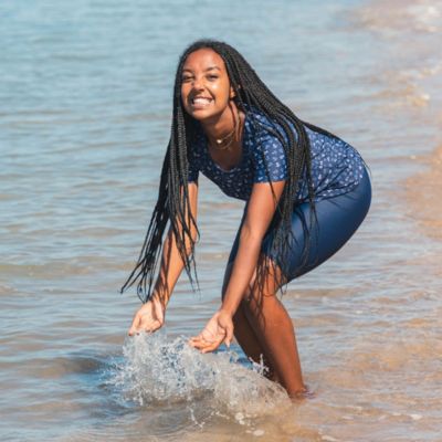 Women's Chlorine Resistant High Waisted Long Bike Swim Shorts