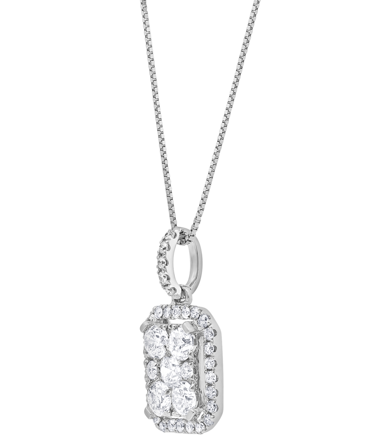 Macy's Diamond Halo 18" Pendant Necklace (1 Ct. T.w.) In 14k White Gold In White Gold