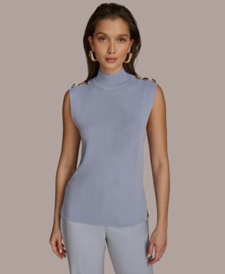 Donna Karan New York - Women's Sleeveless Mock Neck Rib Knit Top