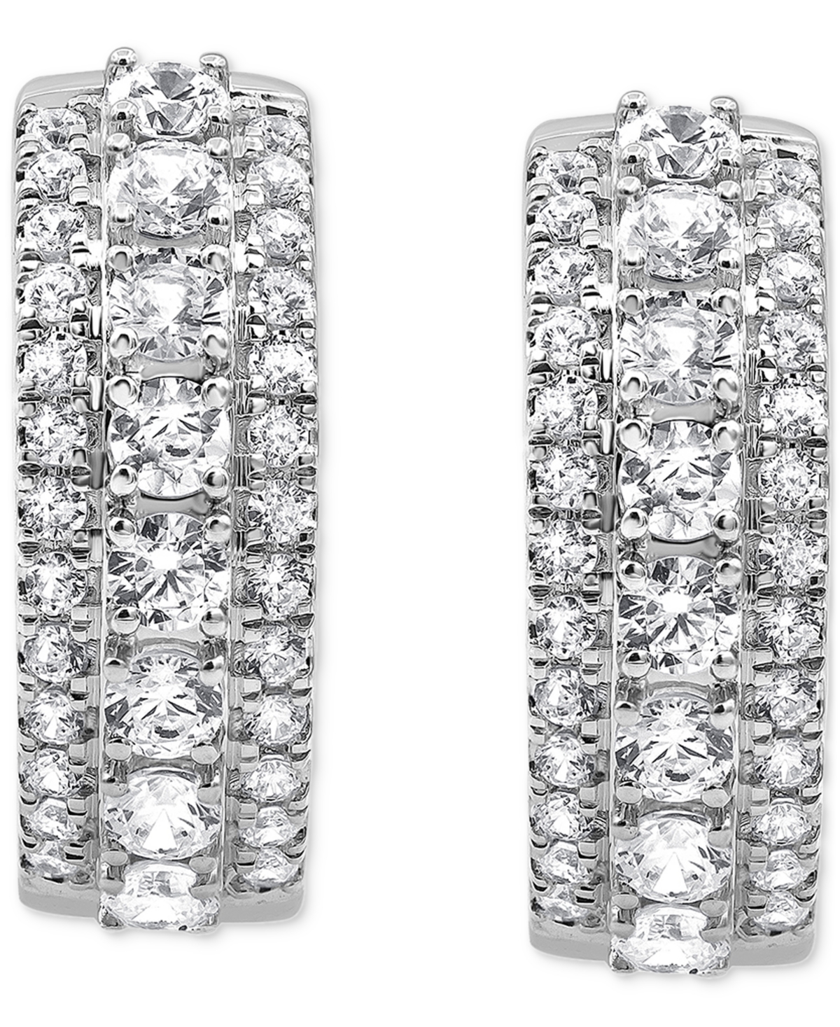 Macy's Diamond Hoop Earrings (1 Ct. T.w.) In 14k White Gold In White Gold