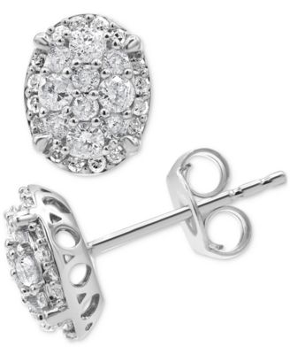 Macy's - Diamond Round Cluster Stud Earrings (1/2 ct. t.w.) in 14k White Gold