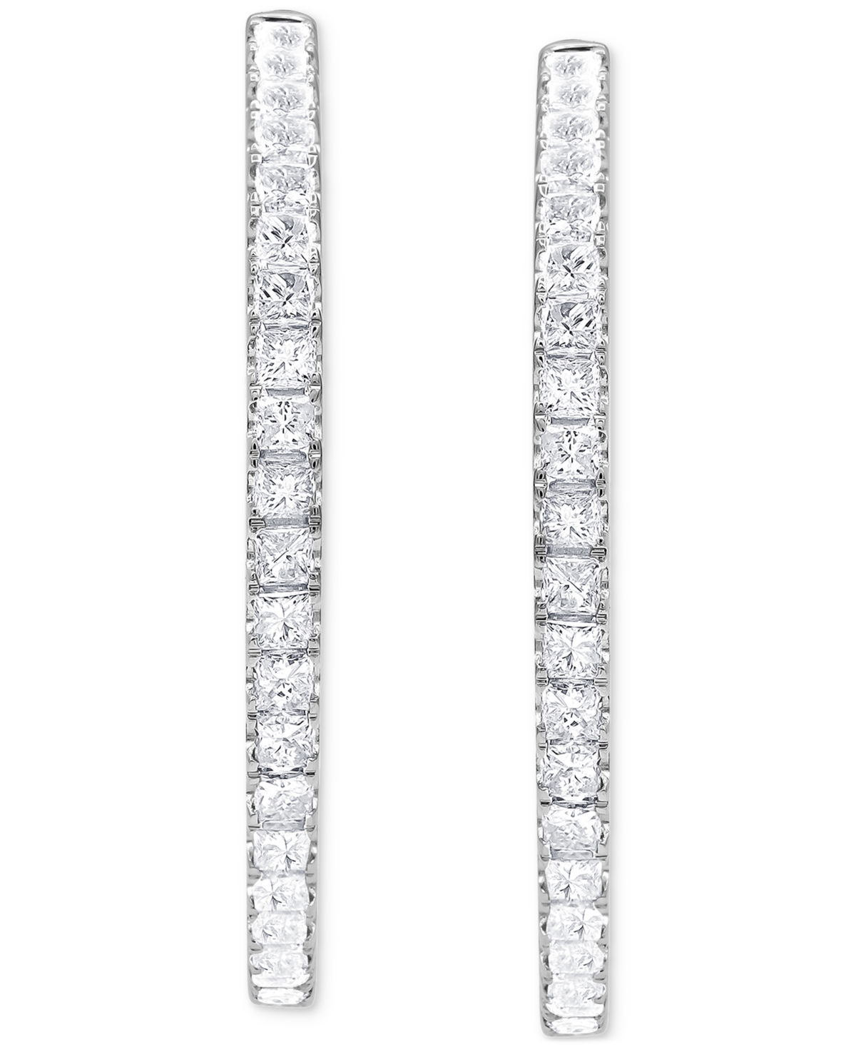 Macy's Diamond In & Out Hoop Earrings (2 Ct. T.w.) In 14k White Gold In White Gold