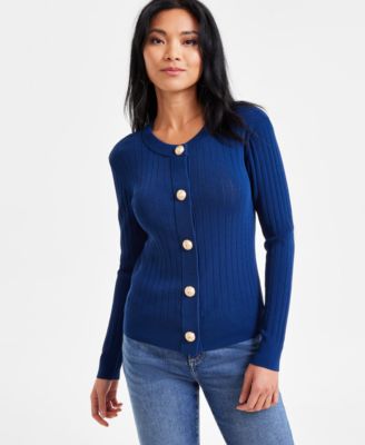 Women's Crewneck Cardigan Sweater, Exclusively at Macy's