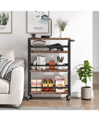 4-Tier Narrow Rolling Carts with Wheels and Handle,Slim Storage Cart