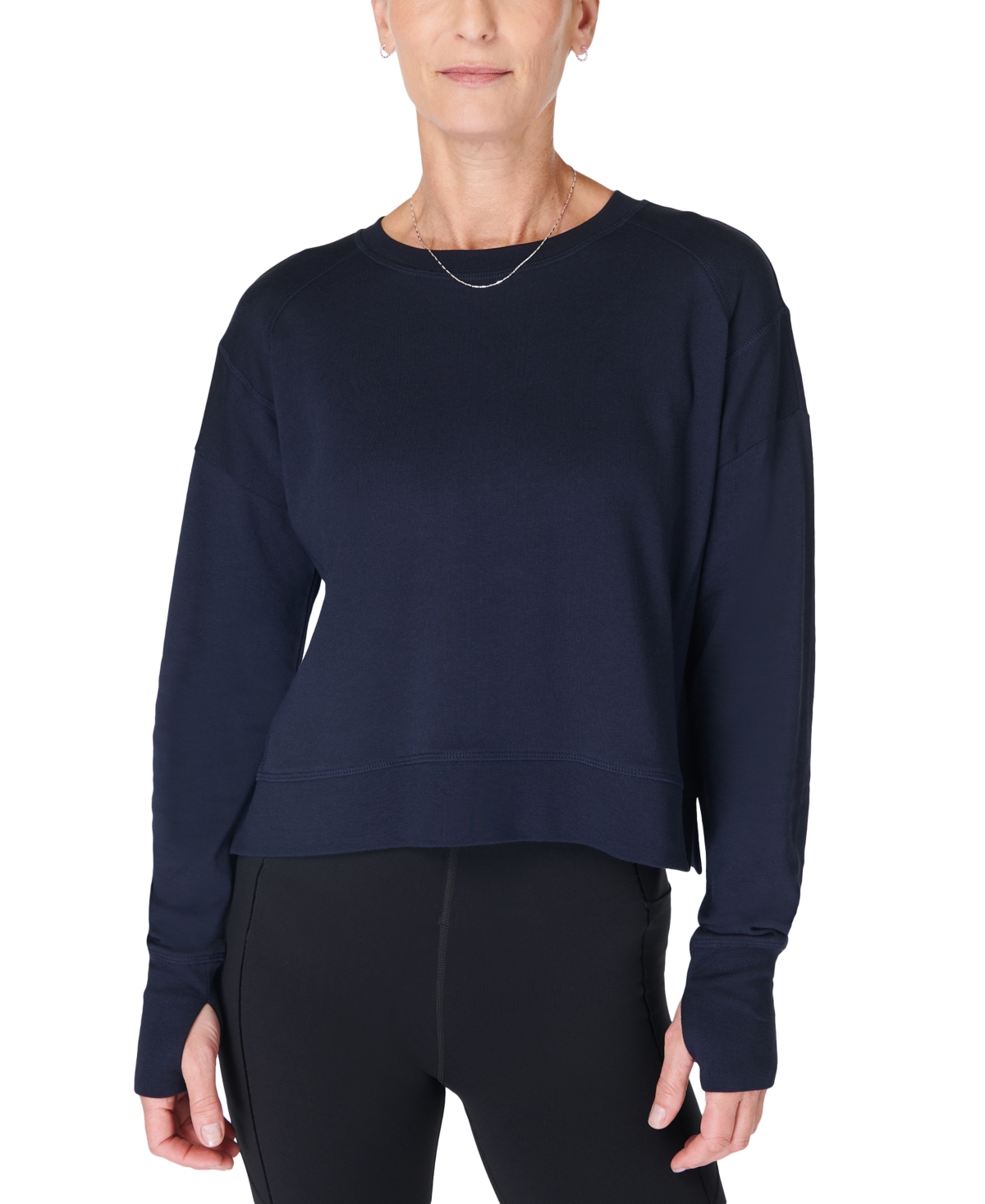 Shop Sweaty Betty Women's After Class Cropped Sweatshirt In Navy