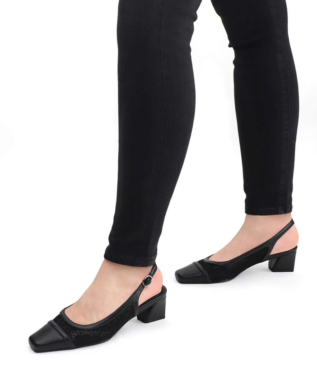 EASY STREET WOMEN'S FORTUNE SQUARE TOE SLINGBACK PUMPS 