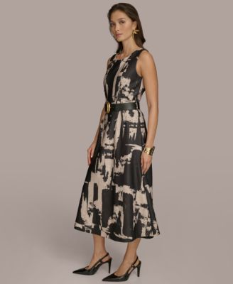 Women's Printed Belted A-Line Dress