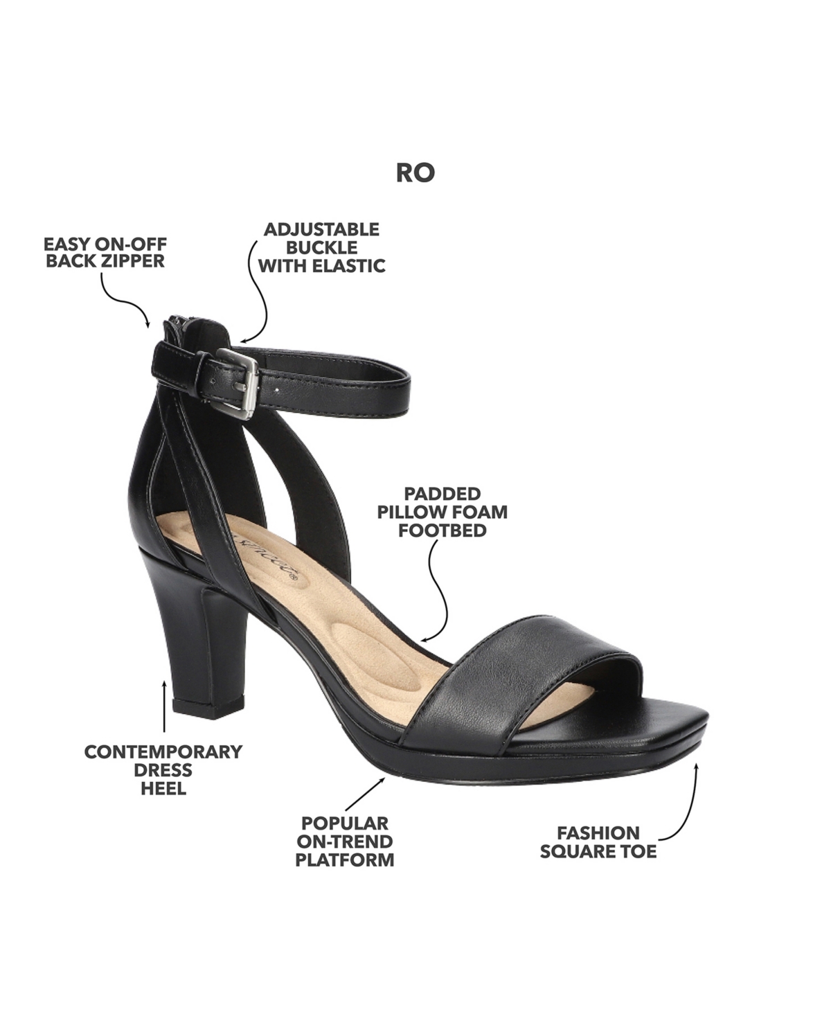 EASY STREET WOMEN'S RO SQUARE TOE HEELED SANDALS 