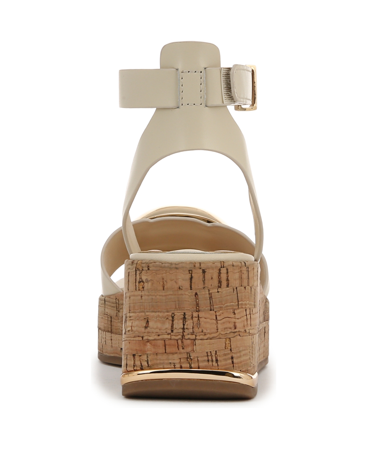 Franco Sarto Women's Taysha Ankle Strap Cork Platform Sandals In Ivory White Leather