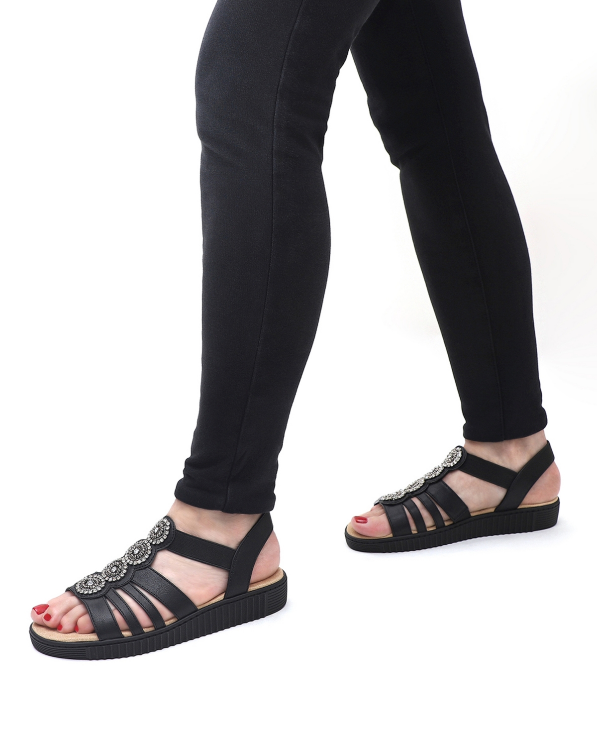 Easy Street Women's Samira Slip-on Platform Sandals In Black