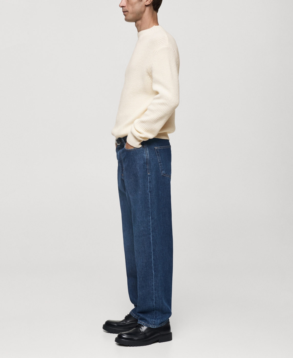 Mango Finely Knit Crewneck Sweater In Off White