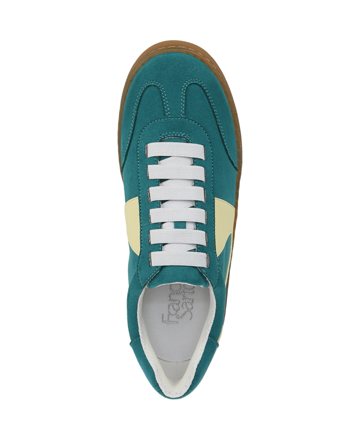 Franco Sarto Women's Ponti Lace Up Low Top Sneakers In Teal Green Fabric