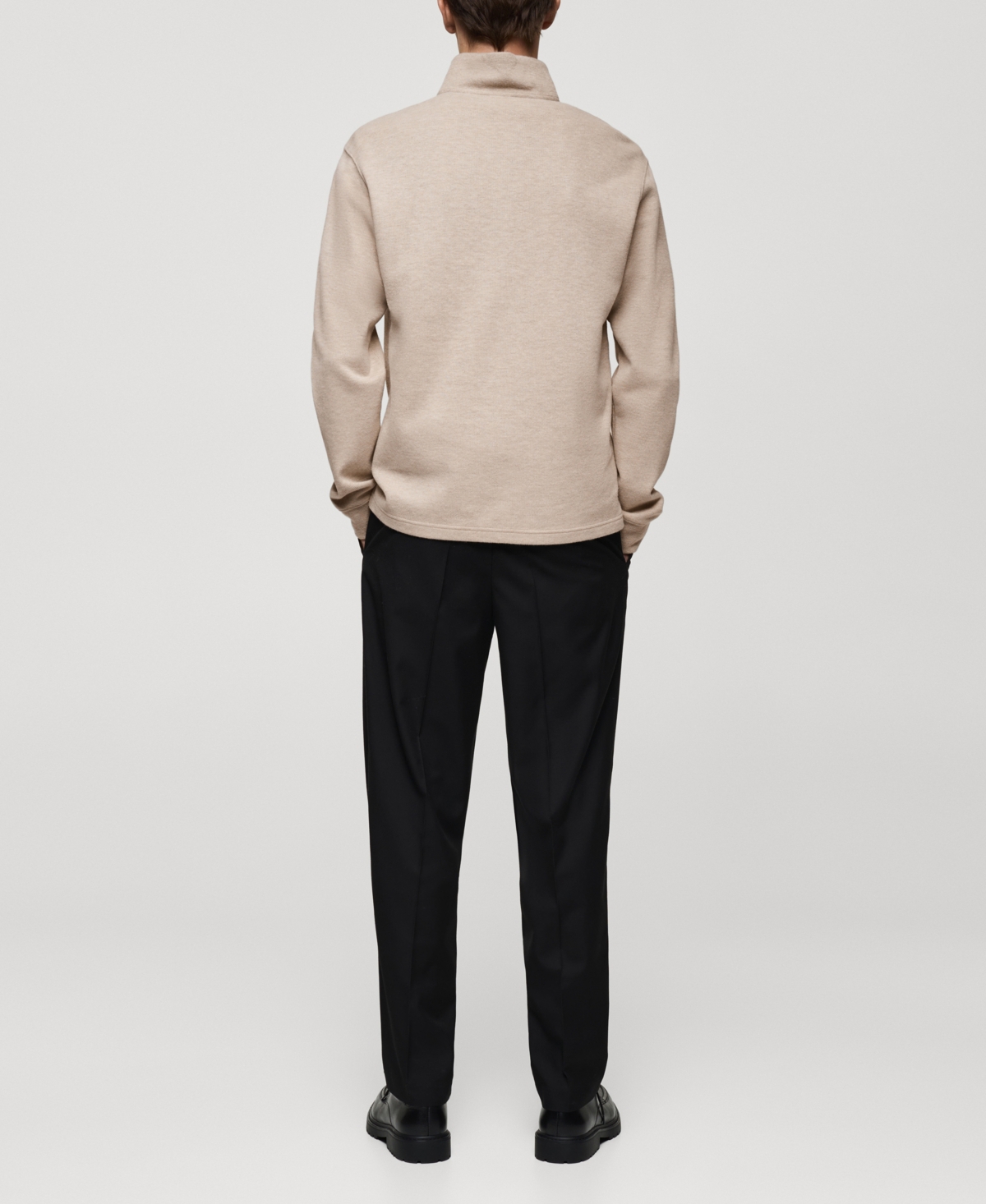 Mango Knit Cotton Blend Sweatshirt In Sand