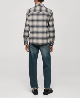 Men's Pockets Detail Plaid Wool Overshirt