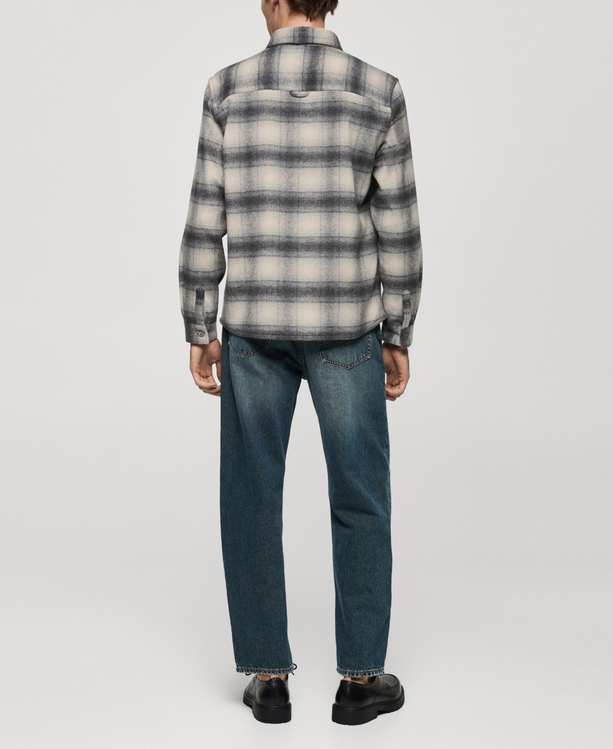 Mango Men's Pockets Detail Plaid Wool Overshirt In Gray