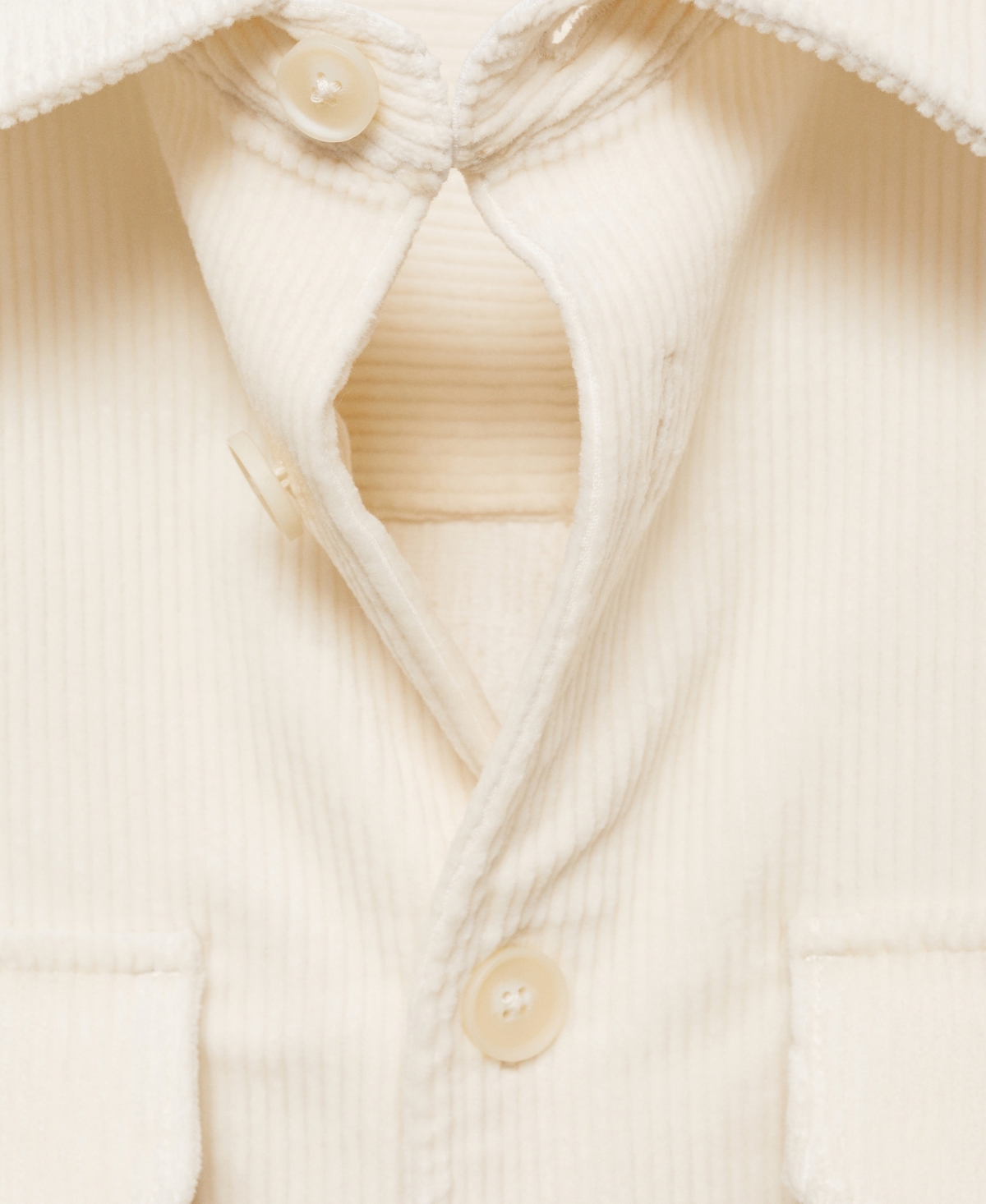 Mango Men's Corduroy Pockets Overshirt In Off White