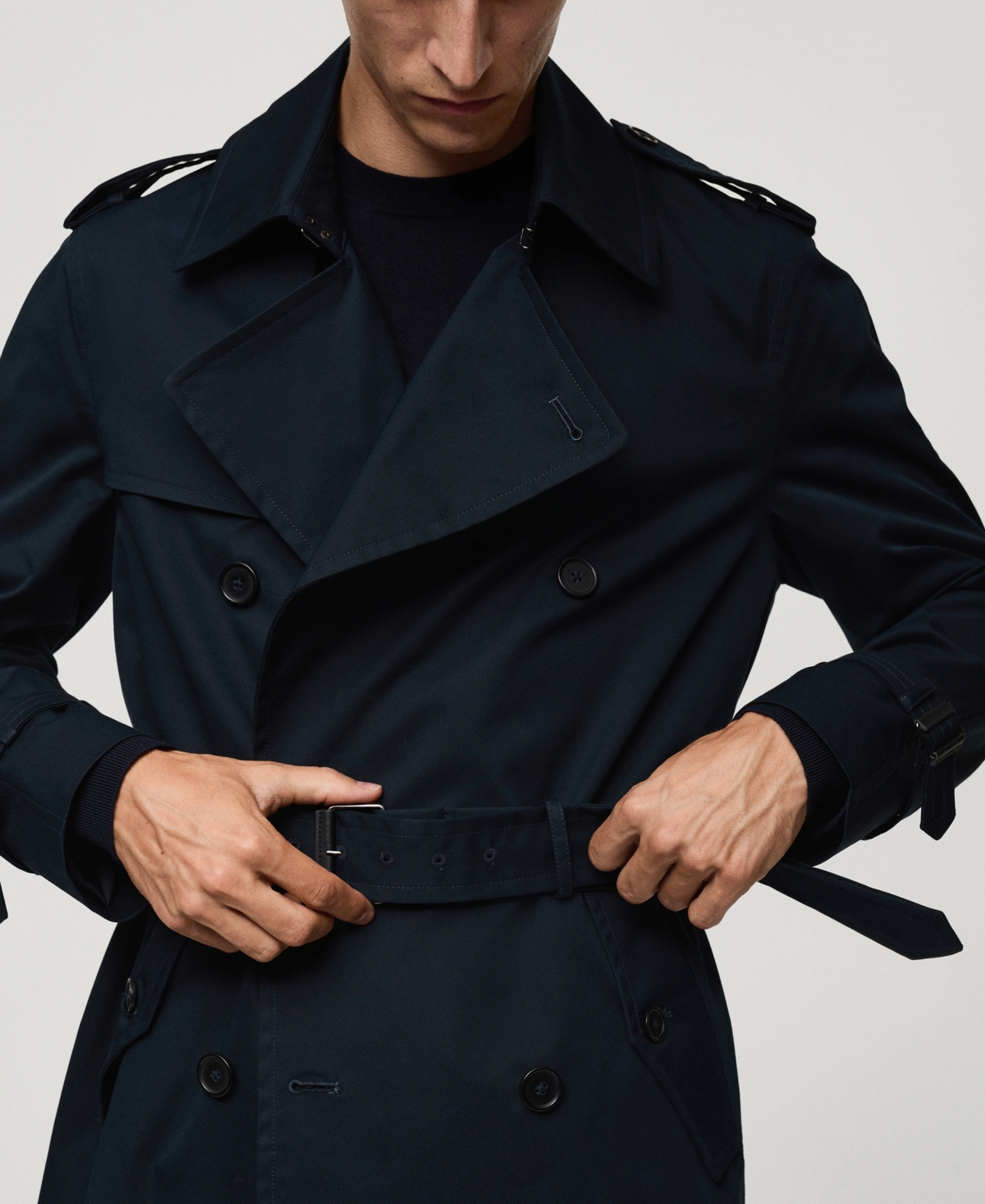 Mango Men's Belted Water-repellent Trench Coat In Dark Navy