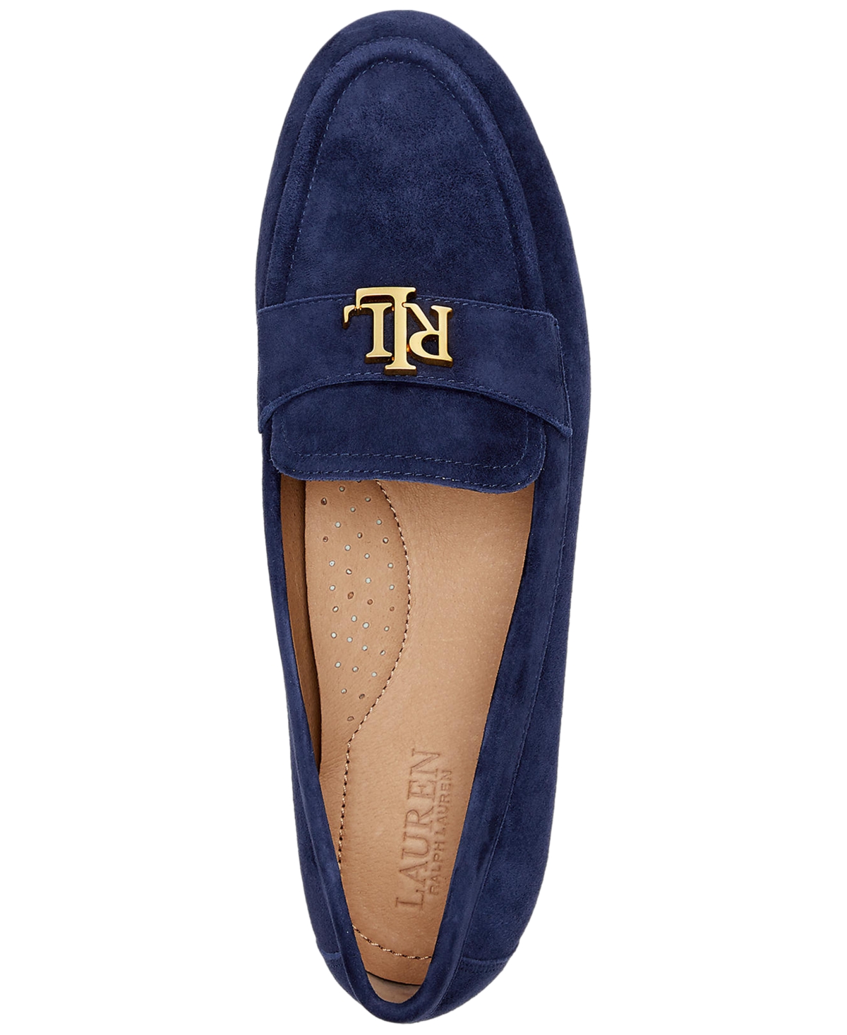 Ralph Lauren Women's Barnsbury Slip-on Driver Loafer Flats In Refined Navy Gold Hardware