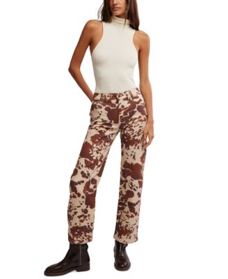 Free People - Women's Risk Taker Printed Straight-Leg Jeans
