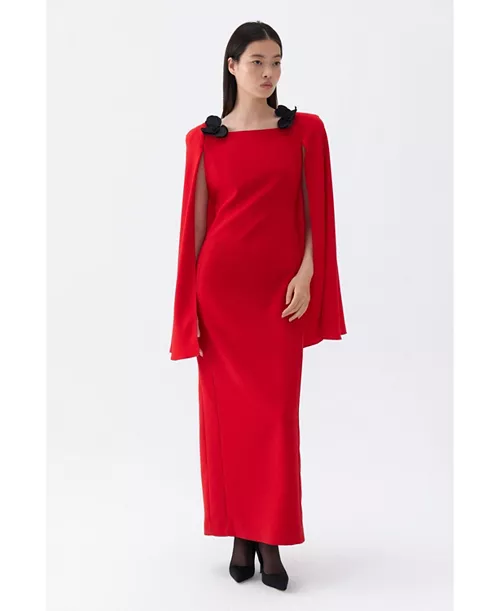 women's cape sleeve maxi dress