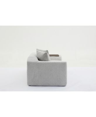 2 Piece Boucle Cloud Sofa Set, Upholstered Sofa Set, Modern 3 Seater and 2 Seater Sofa with MDF End Table for Living Room, Apartment,3+2 couch,Boucle, Light Gray