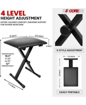 Keyboard Stand Single X Style Adjustable Piano Riser + Keyboard Piano Bench
