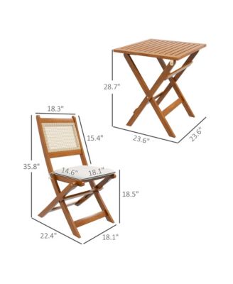 3 Pieces Patio Wicker Bistro Set Foldable W/ Cushions, Light