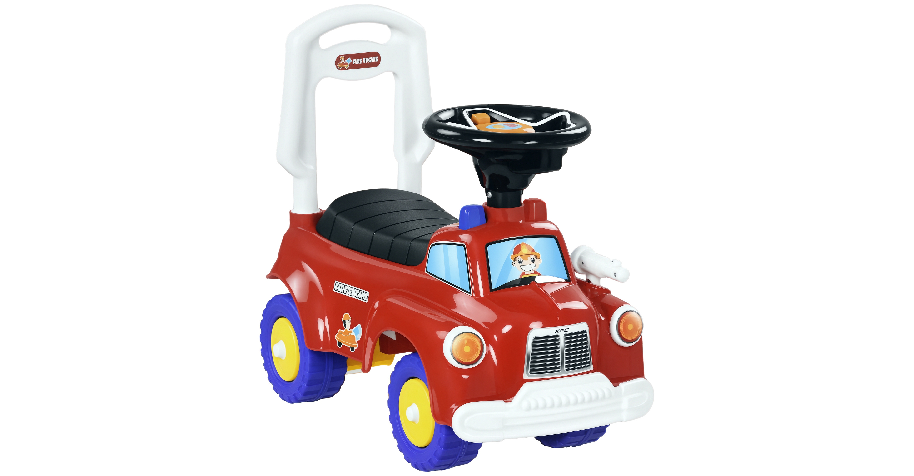 Qaba Toddler Ride on Fire Truck with Music, Horn, Under Seat Storage,