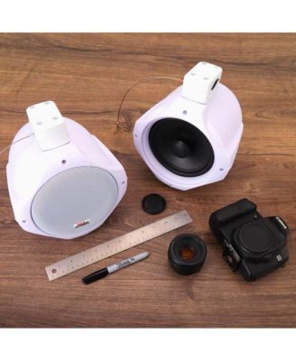 6.5" Marine Wakeboard Tower Speakers - 200W Waterproof, Dual Bullet Style, White (PLMRW65