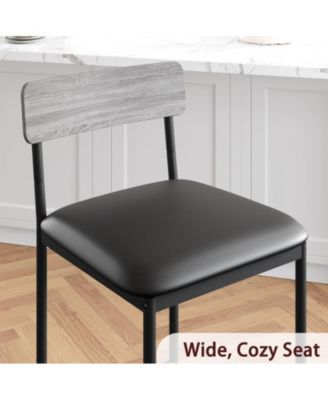 Bar Stools Set of 4, Kitchen Bar Stools with Footrest, 25.5 Inches Upholstered Bar Chairs with Back, 4 Counter Height Barstools for Counter Bar, Island, Easy Assembly, Rustic Gray