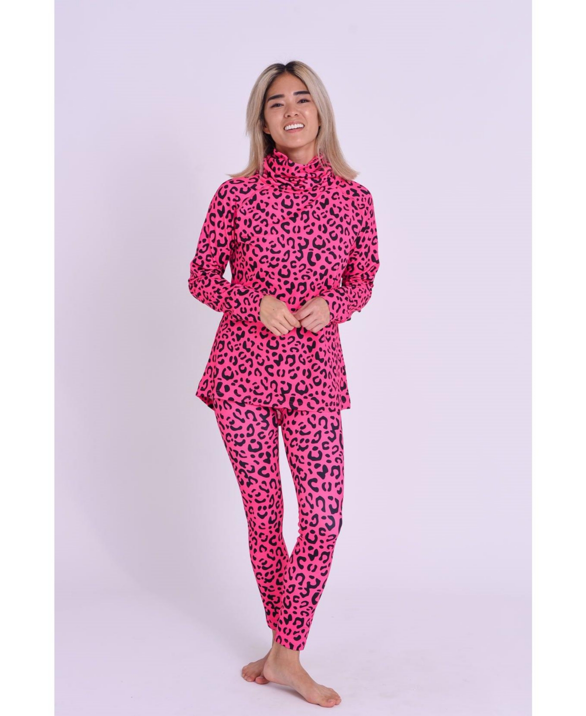 Oosc Women's Baselayer Top - Hotel California Pink Leopard