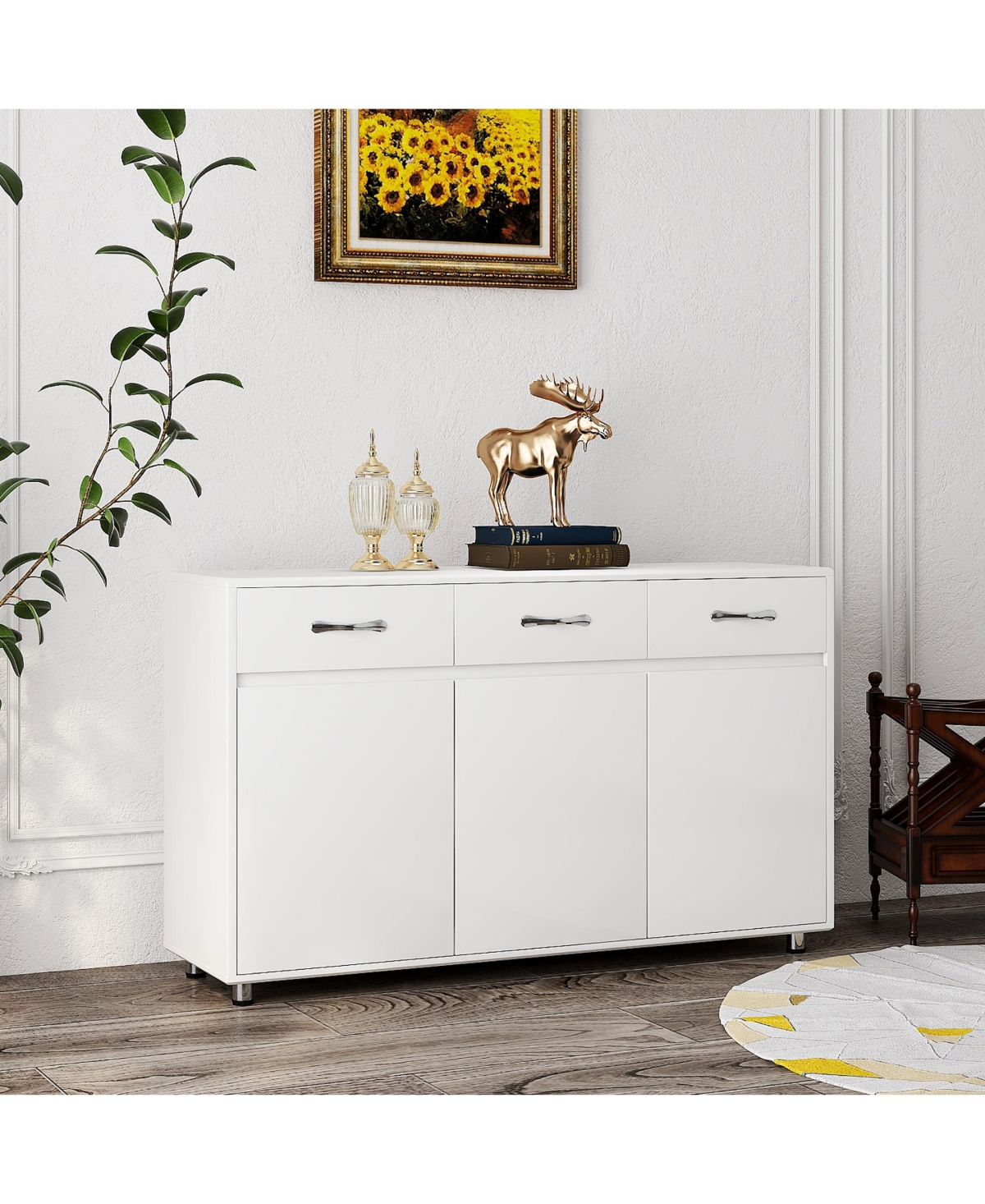 Slickblue Three-Door Side Table - Stylish Storage Solution for Living Room or Bedroom Decor