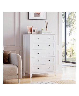 5-Drawer Wood Deep Storage Nickel Handle Modern Chest of Drawers