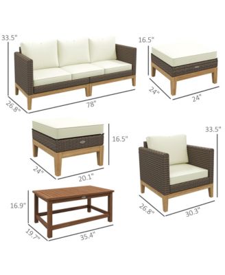 Patio Furniture Set w/ Cushions, 5 PCs PE Rat Conversation Set