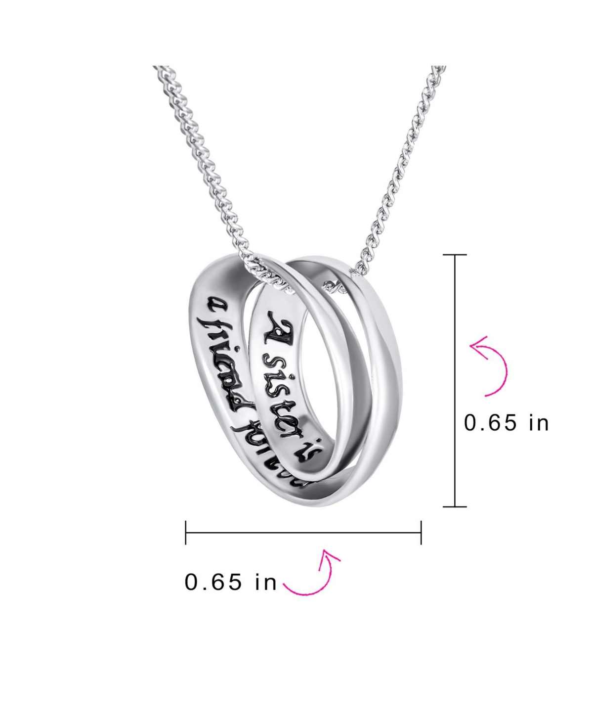 Bling Jewelry Sister Bond Circle Heart Pendant Sisters Necklace .925 Sterling Silver