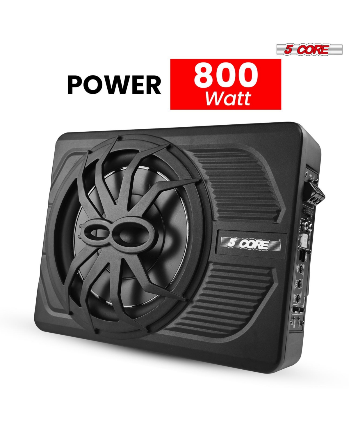 5 Core 10 inch Slim Under Seat Car Audio Subwoofer 800W Peak 150W Rms Active Powered Under-Seat Built in Amplifier Truck Sub Woofer in Enclosure Box B
