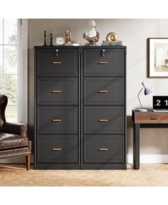 4-Drawer File Cabinet, Vertical Filing Cabinet with Lock, Wood Storage Cabinet , Locable File Cabinet for A4/F4/Letter/Legal Size Files