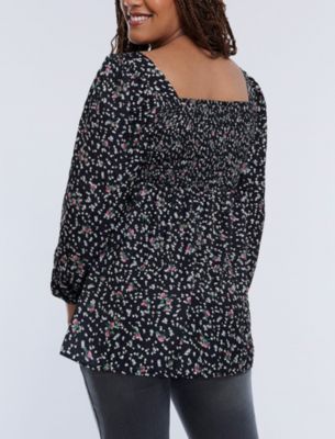 Maternity Smocked Square Neck Long Sleeve Babydoll Top - Motherhood