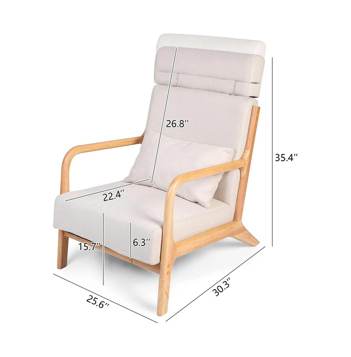 Slickblue Upholstered Linen Lounge Chair – Mid-Century Modern Accent Chair for Easy Assembly and Comfort