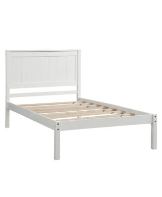 Twin Platform Bed Frame with Headboard - Wood Slat Support, No Box Spring Needed
