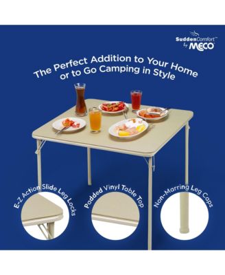 Sudden Comfort 34 x 34 Inch Square Metal Folding Dining Card Table, Buff