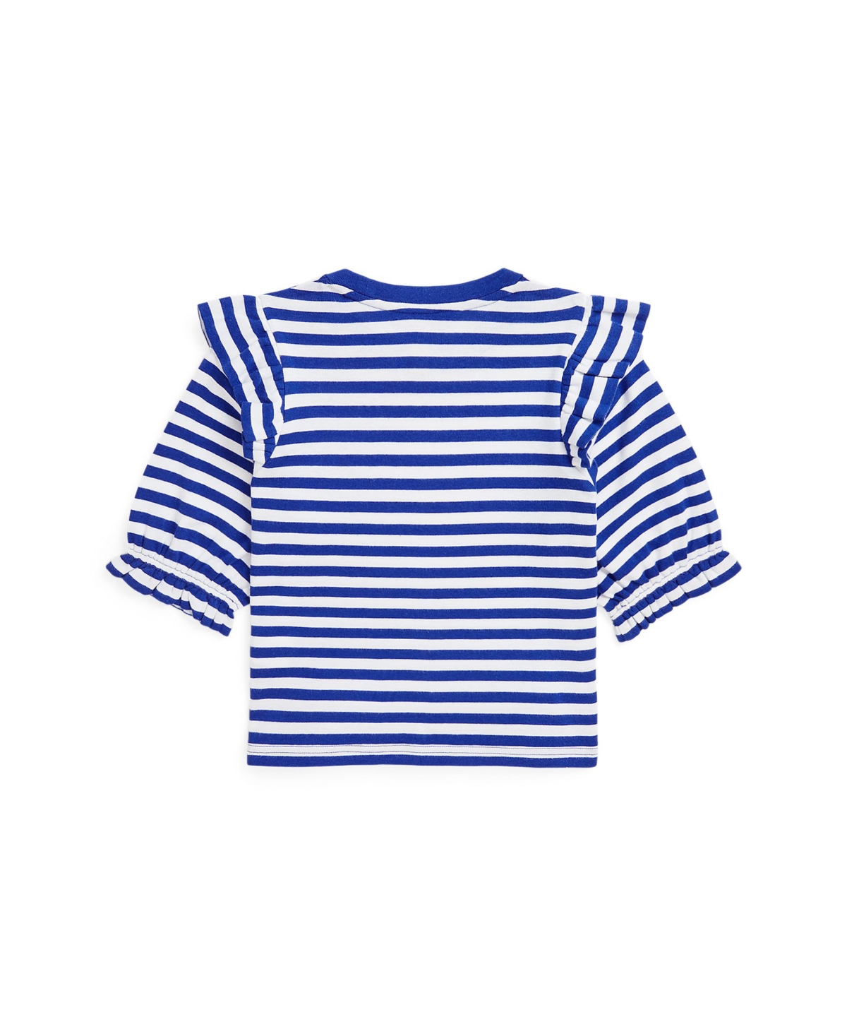 Polo Ralph Lauren Big Girls Striped Ruffled Cotton-Modal Sweatshirt -White Stripe/Red