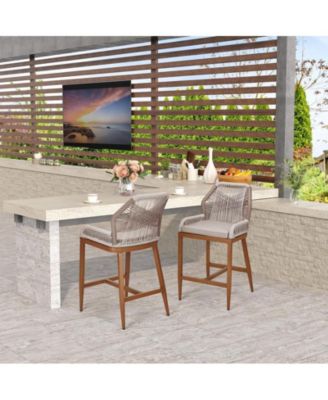  Set of 2  Rattan & Aluminum  Woven Design, Counter Height,  Weather-Resistant Outdoor Bar Stools