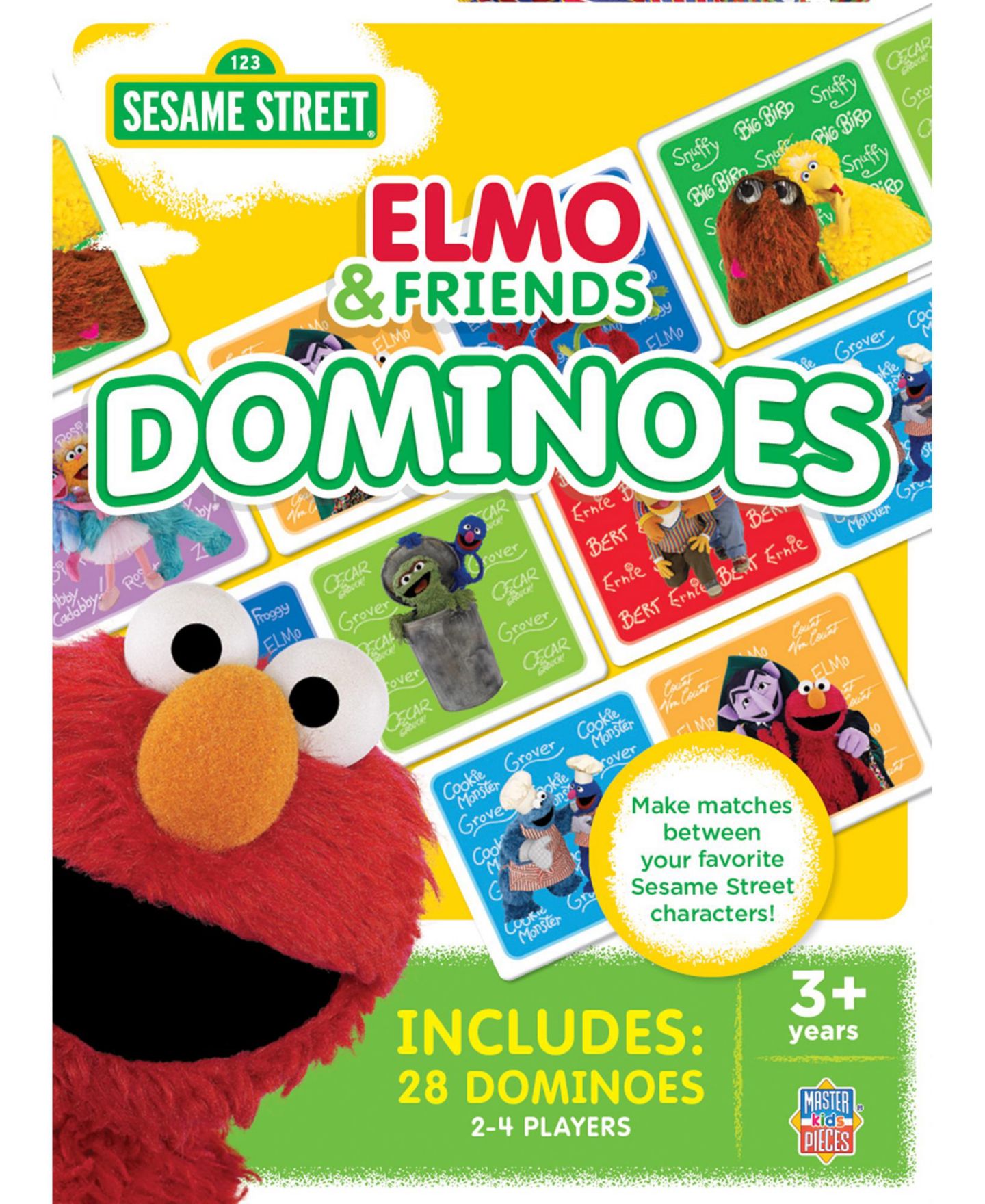 Детские игрушки MasterPieces Puzzles Sesame Street Elmo & Friends Matching Picture Dominoes, 28-Piece, Ages 3+, цвет: Разноцветный — фото 1