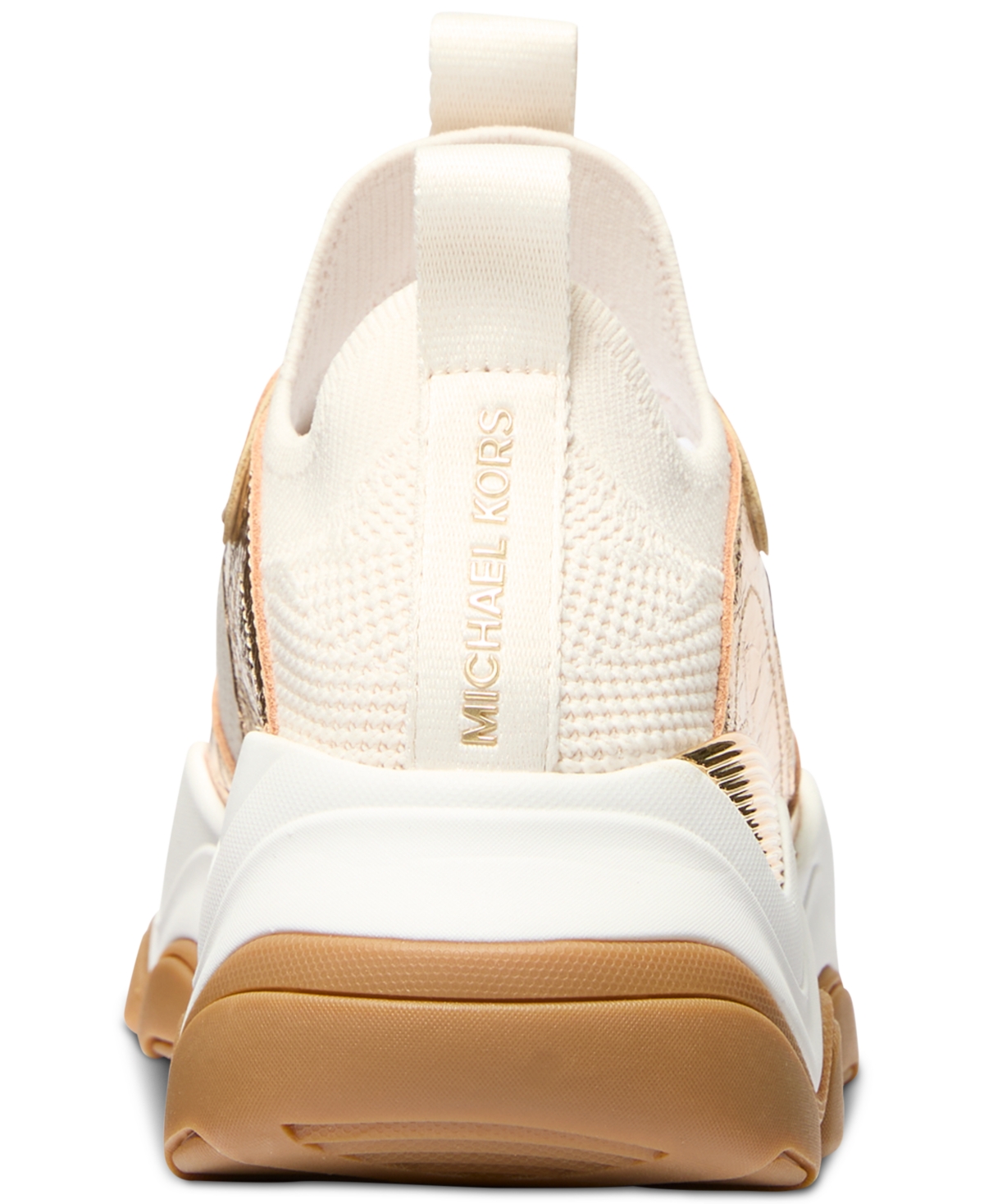 Shop Michael Kors Michael  Women's Atlas Knit Trainer Sneakers In Pale Gold